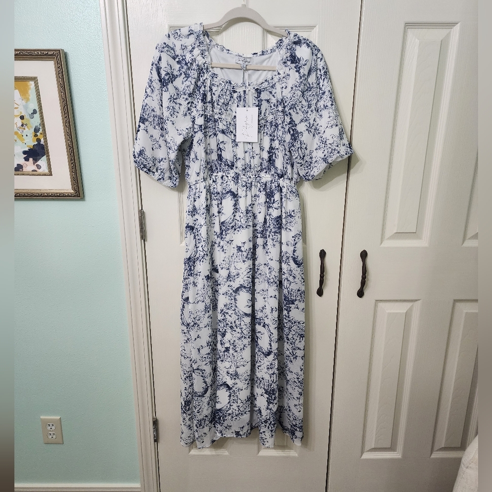 COPY - NWT Pologram Blue and White toile dress